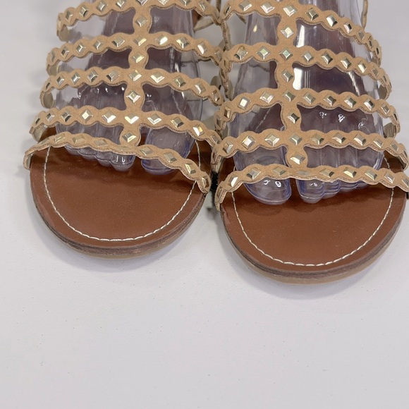 CARLOS (By Carlos Santana) Studded Gladiator Sandals Tan/Silver-9.5 - Picture 4 of 8